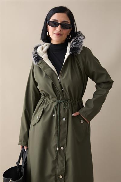 Kürklü İçi Polar Uzun 2002 Kaban - Haki