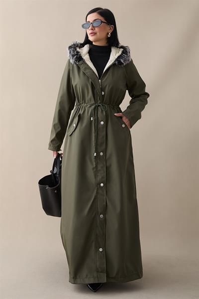 Kürklü İçi Polar Uzun 2002 Kaban - Haki