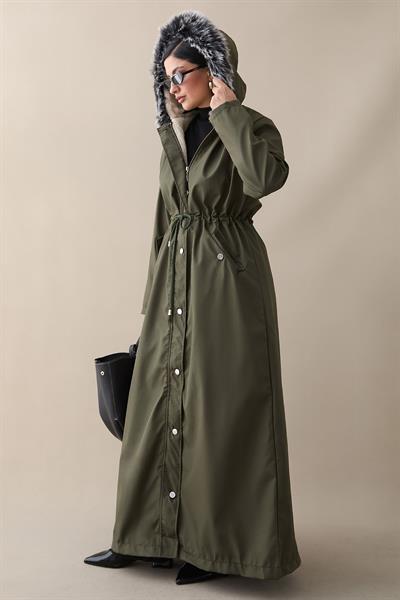 Kürklü İçi Polar Uzun 2002 Kaban - Haki