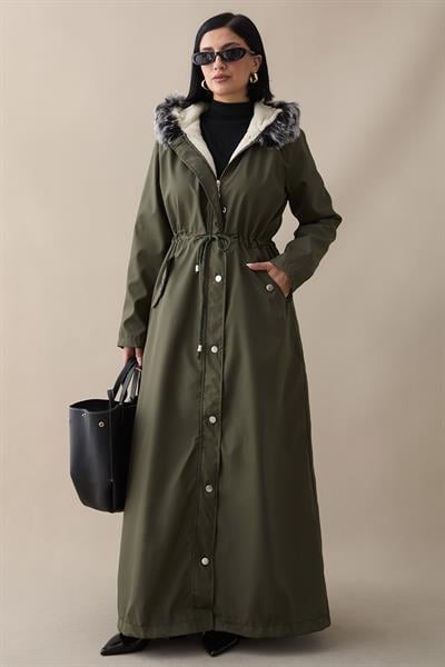 Kürklü İçi Polar Uzun 2002 Kaban - Haki