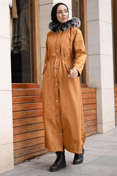 Kürklü İçi Polar Uzun 2002 Kaban - Hardal