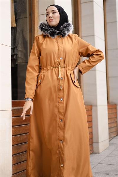 Kürklü İçi Polar Uzun 2002 Kaban - Hardal