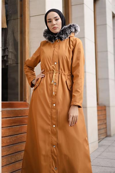 Kürklü İçi Polar Uzun 2002 Kaban - Hardal