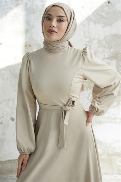 Kuşaklı Scuba Taş Elbise