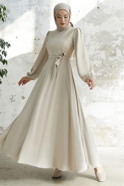 Kuşaklı Scuba Taş Elbise