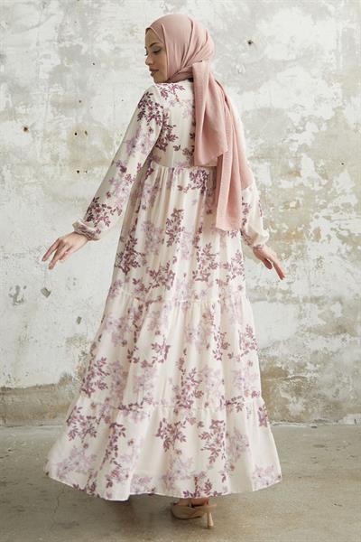 Lavi Püskül Detay Lila Şifon Elbise