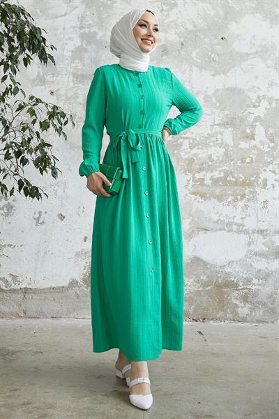 Lemina Kuşaklı Elbise - Açık Yeşil