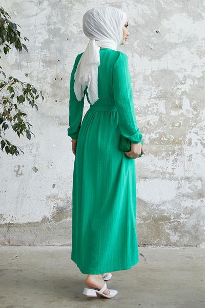 Lemina Kuşaklı Elbise - Açık Yeşil