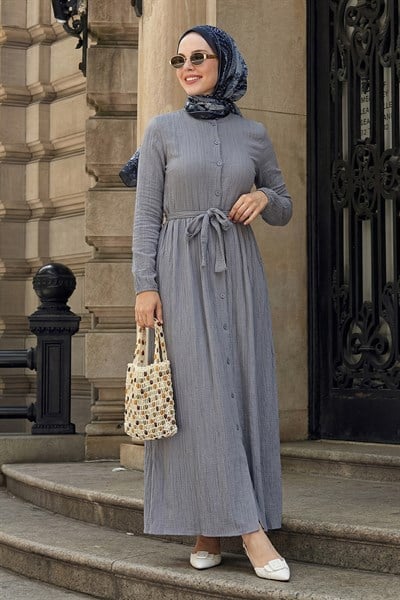 Lemina Belted Dress - Grey