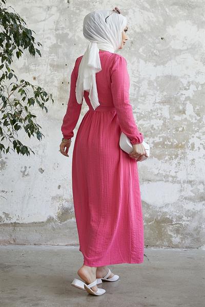 Lemina Kuşaklı Elbise - Pembe