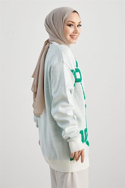 Lenora Desenli Triko Hırka - Beyaz