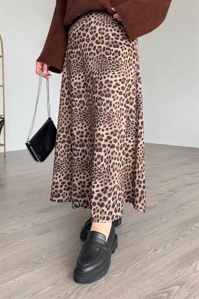 Leopar Desen Beli Lastikli Siyah Etek