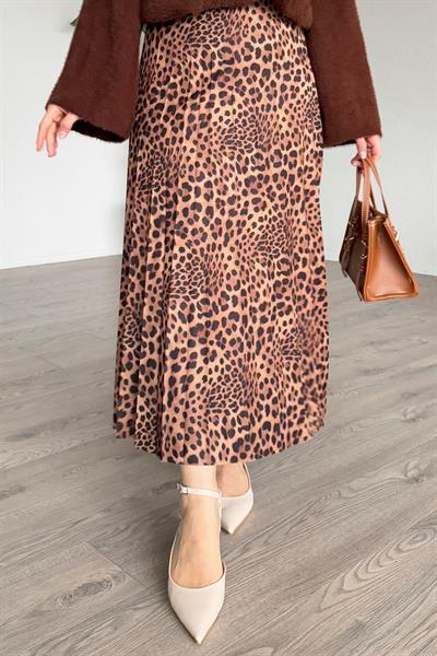 Leopar Desenli Piliseli Taba Etek