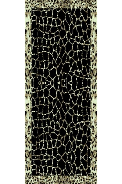Leopar Desenli Siyah Soft Pamuk Şal