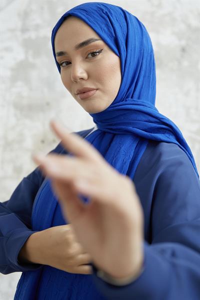 Levi Bambu Kraş Şal - Saks Mavisi