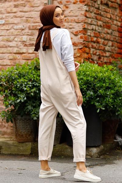 Lindy Askılı Bej Salopet