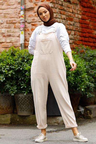 Lindy Askılı Bej Salopet