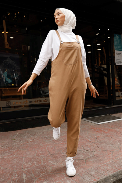 Lindy Askılı Camel Salopet