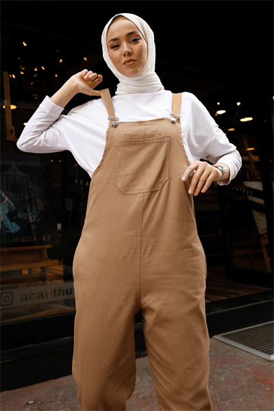 Lindy Askılı Camel Salopet