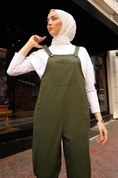 Lindy Askılı Haki Salopet