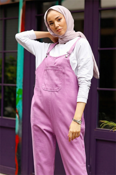 Lindy Askılı Pembe Salopet