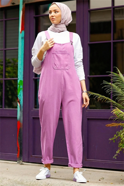 Lindy Askılı Pembe Salopet