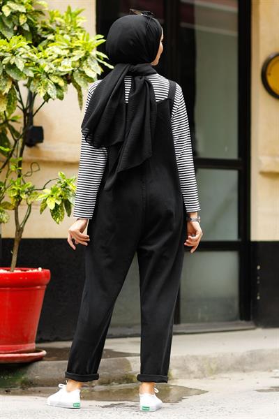 Lindy Askılı Siyah Salopet