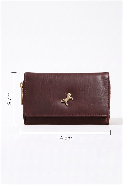 Logo Detay Çıtçıtlı Bordo Cüzdan