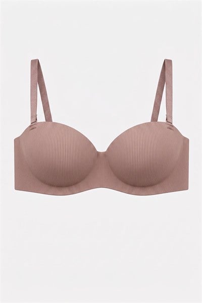 Lotus Lazer Dikişsiz Balensiz Push Up Sütyen - Bronz Kahve - 2818