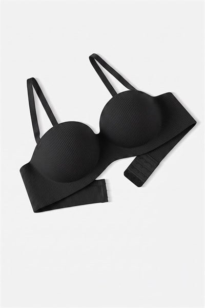 Lotus Lazer Dikişsiz Balensiz Push Up Sütyen - Siyah - 2818