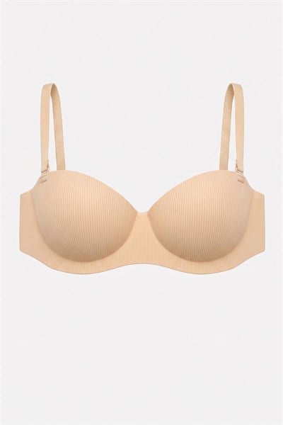 Lotus Lazer Dikişsiz Balensiz Push Up Sütyen - Ten - 2818