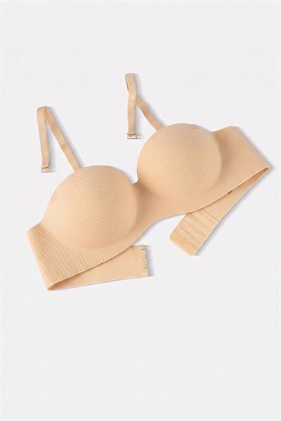 Lotus Lazer Dikişsiz Balensiz Push Up Sütyen - Ten - 2818