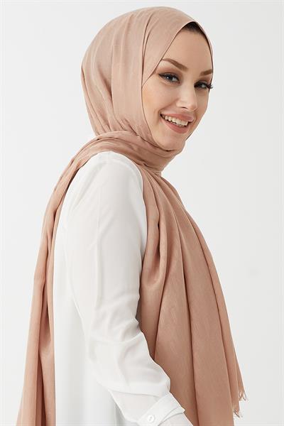 Luda Zincir Desen Pamuklu Jakar Şal - Yavruağzı