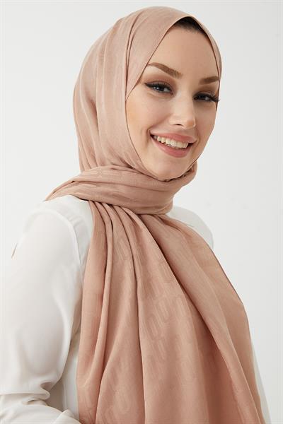 Luda Zincir Desen Pamuklu Jakar Şal - Yavruağzı