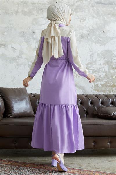 Malinda Gömlek Yaka Elbise - Lila