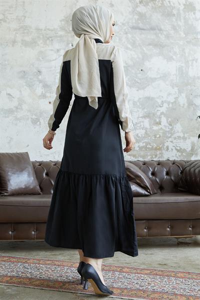 Malinda Gömlek Yaka Elbise - Siyah