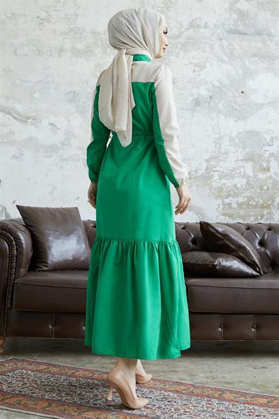 Malinda Gömlek Yaka Elbise - Yeşil