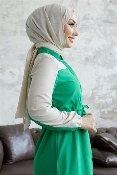 Malinda Gömlek Yaka Elbise - Yeşil