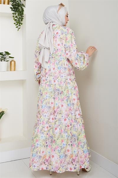 Mango Viskon Elbise Sarı