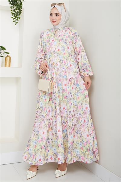 Mango Viskon Elbise Sarı