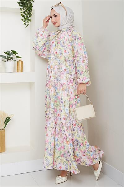 Mango Viskon Elbise Sarı