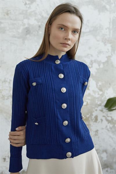 Marin Düğmeli Kısa Hırka - Lacivert