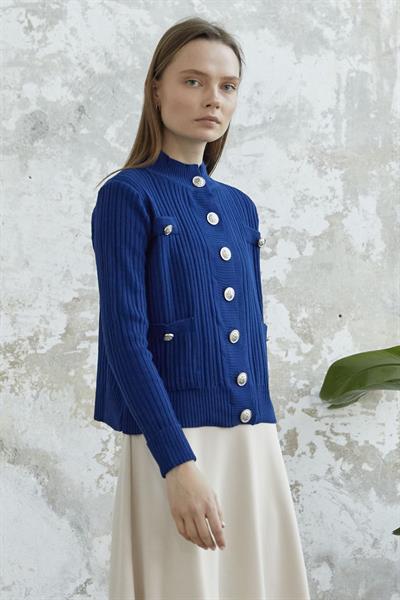 Marin Düğmeli Kısa Hırka - Lacivert