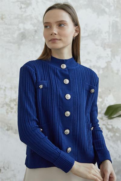 Marin Düğmeli Kısa Hırka - Lacivert