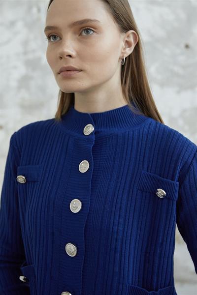 Marin Düğmeli Kısa Hırka - Lacivert