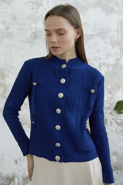 Marin Düğmeli Kısa Hırka - Lacivert