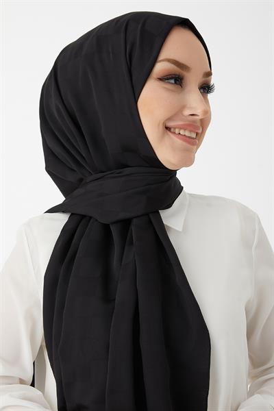 Maura Dama Desen İpeksi Jakar Şal - Siyah