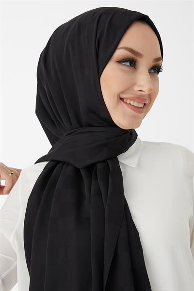 Maura Dama Desen İpeksi Jakar Şal - Siyah