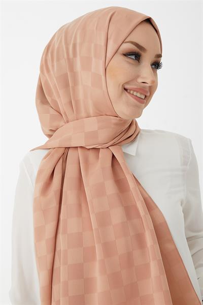 Maura Dama Desen İpeksi Jakar Şal - Yavruağzı