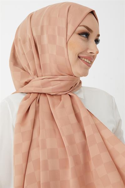 Maura Dama Desen İpeksi Jakar Şal - Yavruağzı